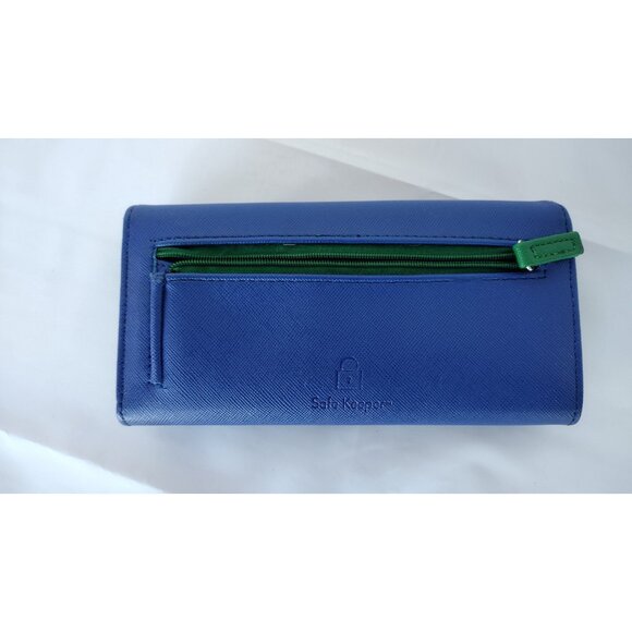 Safe Keeper Womens Wallet Zipper Multi Pocket Card Slots Blue and Green - Picture 3 of 8